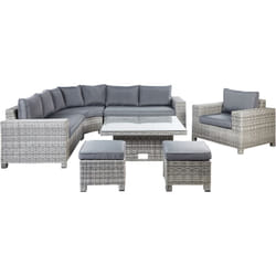 Beliani - Set da giardino in rattan sintetico 9 posti divano angolare con tavolo cuscini grigio Teglio