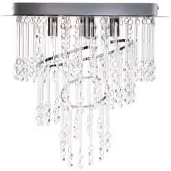 Lampadario di cristallo Glam. Questo lampadario contemporaneo presenta una struttura in metallo lucido con finitura cromata.  ...