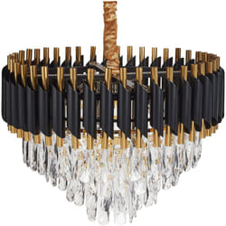 Beliani - Lampadario chic a sospensione in ferro con cristalli oro e nero Abellas