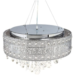 Beliani - Lampadario a sospensione in ferro con cristalli finitura cromo illuminazione argento Barbeira