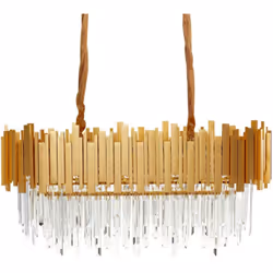 Lampadario di classe con cristalli. Questo elegante lampadario presenta un'elegante struttura in alluminio rifinita in oro, c ...