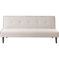 Divano Letto a 3 Posti in Tessuto beige chiaro Senza Braccioli con Bottoni Visby