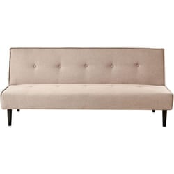 Divano Letto a 3 Posti in Tessuto beige Senza Braccioli con Bottoni Visby