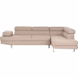 Esclusivo divano angolare in tessuto beige. Porta la classe e l'eleganza in soggiorno con questo funzionale e moderno divano ...