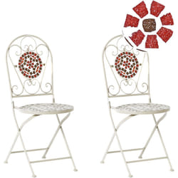 Set di 2 sedie da balcone in metallo bianco pieghevoli con mosaico Spello