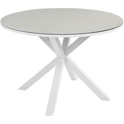 Tavolo da giardino in alluminio con gambe in alluminio e piano in vetro ceramico bianco Maletto