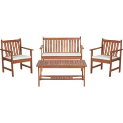 Luce naturale Legno di acacia Giardino Patio Set Divano Poltrone con Cuscini Tavolo Bianco Mobili da Patio Altidona