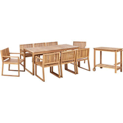 Beliani - Set da pranzo rustico da 8 posti in legno d'acacia certificato tavolo e sedie con carrello Sassari ii