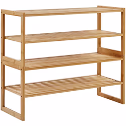 Scaffale da bagno a 4 livelli. Questo elegante scaffale a 4 livelli, realizzato in bambù ecologico, offre una soluzione prati ...