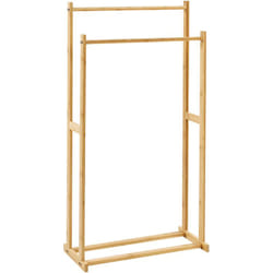 Portasciugamani da bagno 85x45 cm Bambù 2 binari Legno chiaro Hoboken