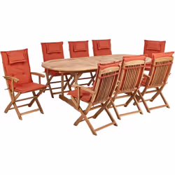 Esclusivo set tavolo e sedie in legno di acacia con cuscini. Questo tavolo la scelta ideale per la terrazza o il giardino. Re ...