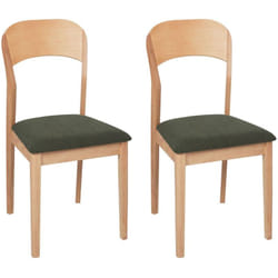 Set di 2 sedie da pranzo imbottite in stile tradizionale in legno chiaro e verde scuro Alvin