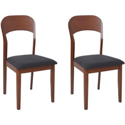 Set di 2 sedie da pranzo imbottite in stile tradizionale in legno scuro e nero Alvin