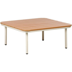 Tavolino da giardino struttura in metallo e legno sintetico con piano a doghe in legno chiaro Senise