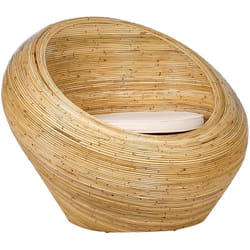 Sedia in vimini per esterni e interni in rattan naturale con cuscino beige Maiori