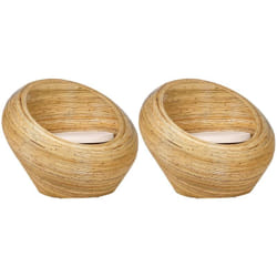 Set di 2 sedie da esterno e interno in vimini naturale con cuscini beige Maiori
