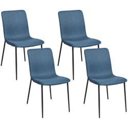 Elegante set di 4 sedie da pranzo in tessuto Sala da pranzo Gambe in ferro poliestere Blu scuro Glendive