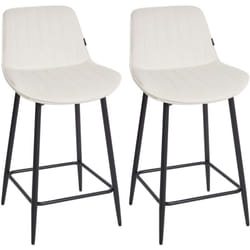 Set di 2 sedie da bar in velluto beige chiaro con gambe d'acciaio Dubrovnik