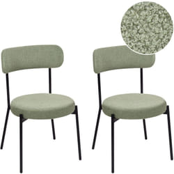 Set di 2 sedie da sala da pranzo senza braccioli in acciaio Boucle con gambe nere Verde Chiaro Allison