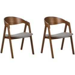 Set di 2 sedie da pranzo in stile retrò Seduta imbottita in tessuto pied-de-poule Legno scuro Bianco e nero Yuba