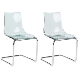 Set di 2 sedie da pranzo con seduta in plastica nero trasparente a sbalzo Marshall