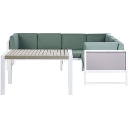 Set da giardino con tavolino in alluminio bianco con cuscini Verdi Castella