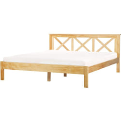 Letto in Legno Chiaro con Rete a Doghe Design Elegante 180 x 200 cm Tannay