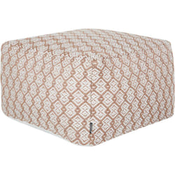 Pouf quadrato per esterni intrecciato a mano Ottoman in materiale sintetico Accessori da giardino 50 x 50 x 30 cm Beige e bianco Shoran