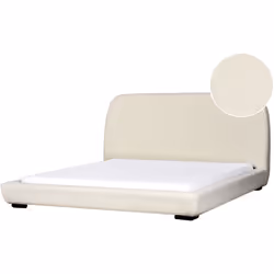 Letto imbottito in bouclé. Questo letto fonde perfettamente il design classico con l'eleganza moderna, con una forma senza te ...