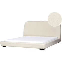 Classico Letto Boucle imbottito con testiera Letto 180 x 200 cm a doghe Crema Roisel