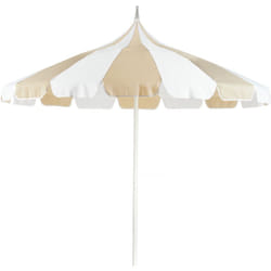 Elegante ombrellone da giardino ⌀ 245 cm palo in alluminio bianco tessuto poliestere beige e biancoMinoa