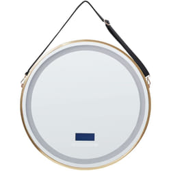 Beliani - Specchio da bagno moderno a led rotondo con altoparlante Bluetooth 60 x 60 cm Oro Darois
