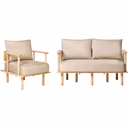 Set divano e poltrona minimalista. Realizzata con un rivestimento in tessuto, questa poltrona a 2 posti aggiunge profondità a ...
