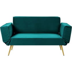 Divano letto moderno con braccioli regolabili in velluto Verde Smeraldo Saarela