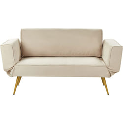 Divano letto moderno con braccioli regolabili in velluto Beige Saarela