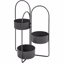 Fioriera da terra decorativa. Questo versatile supporto per piante unisce stile e funzionalità, con tre vasi rotondi sostenut ...