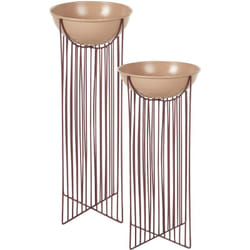 Beliani - Set di 2 supporti per piante per vaso per fiori rotondo 55/45 cm in metallo rosa Ficaria