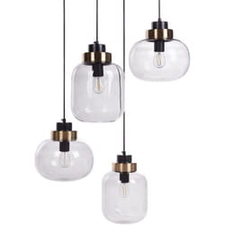 Lampada a sospensione con paralumi rotondi in vetro 4 luci in metallo trasparente grigio Zayande