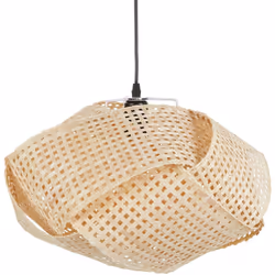 Lampada a sospensione con paralume intrecciato. Sperimenta il calore della natura con questa lampada a sospensione. Questo de ...