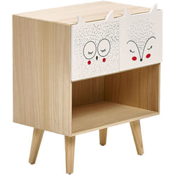 Beliani - Comodino moderno 2 cassetti tema animali legno chiaro Rupert