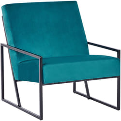 Poltrona moderna Turchese Glam Sedia d'accento Rivestimento in velluto Struttura in metallo nero Delary