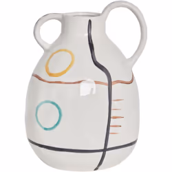 Vaso decorativo astratto con manico. Aggiungi un tocco di eleganza con questo vaso in gres a forma di brocca dal design moder ...
