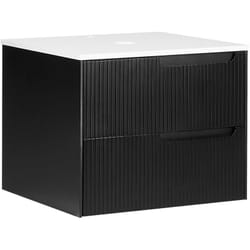Beliani - Mobiletto da bagno a parete con frontale scanalato 2 cassetti nero 60 x 52 cm Quintela