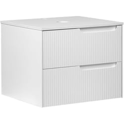 Beliani - Mobiletto da bagno a parete con frontale scanalato 2 cassetti bianco 60 x 52 cm Quintela
