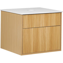 Beliani - Mobile da bagno sospeso in legno chiaro a parete scanalato con 2 cassetti 60 x 52 cm Bexti
