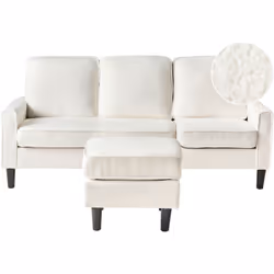 Divano scandinavo con ottomana. Questo divano a 3 posti dal design retrò si sposa bene con un arredamento in stile moderno o  ...