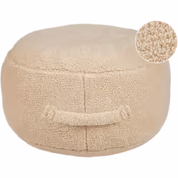 Pouf rotondo con manico. Aggiungi un tocco di fascino informale alla tua stanza con questo versatile pouf rotondo, rivestito  ...