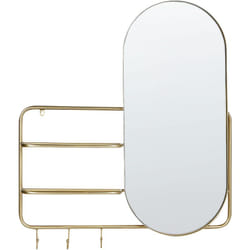 Beliani - Specchio da parete con cornice, ganci e mensole 72 x 80 cm Oro Brion