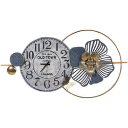 Beliani - Orologio da parete in ferro nero con numeri arabi dettagli dorati blu Berkerium