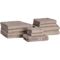 Set di 11 Asciugamani da Bagno in Morbido Cotone Zero Twist Tortora Areora